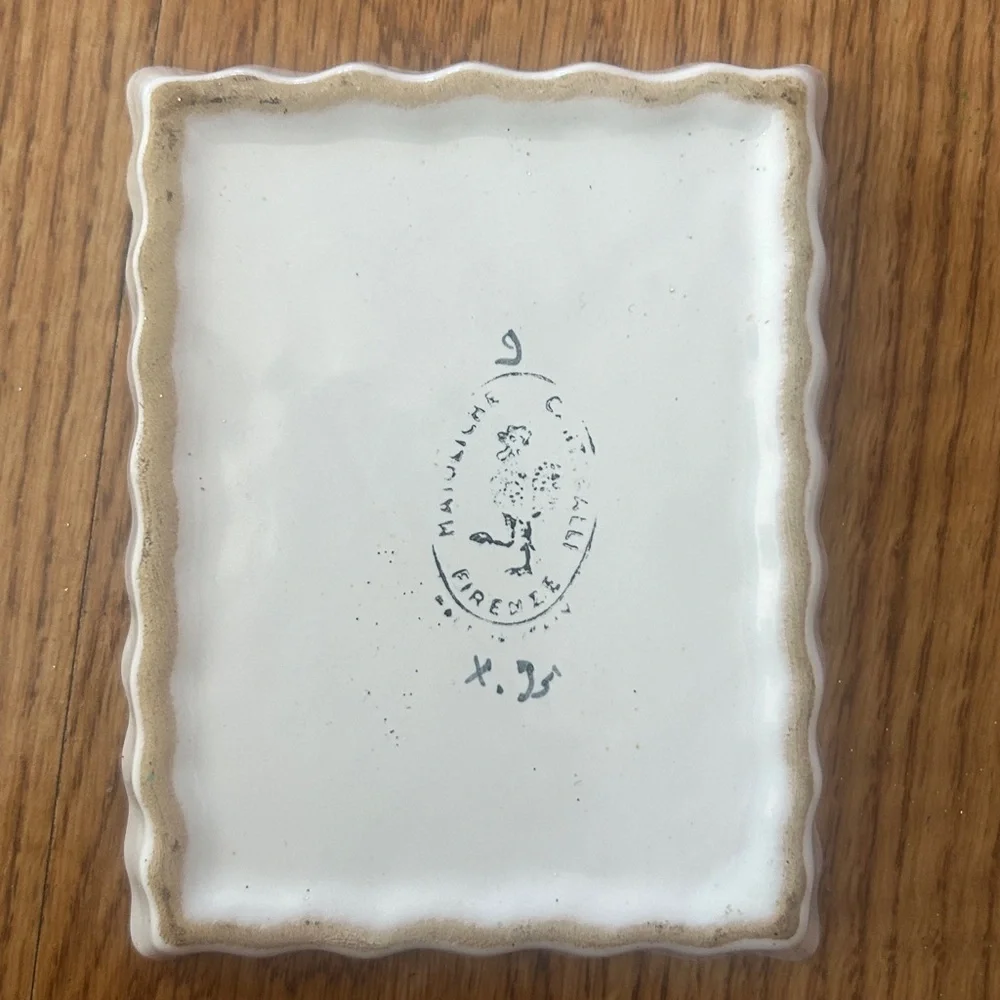 Italy Castelli Handcrafted Ceramic Art small Gold and Blue Accents - Picture 9 of 11